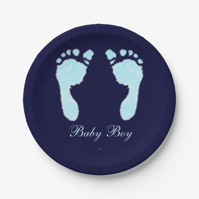 Babyfußabzüge (Junge) Pappteller (Vorderseite)