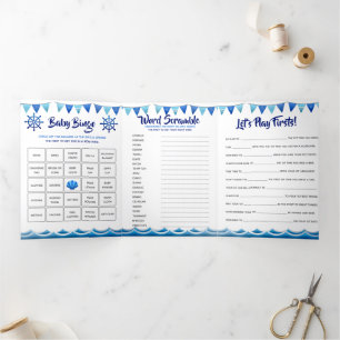 Babygames Baby Blue 1. Geburtstag Party Dreifach Gefaltete Einladung
