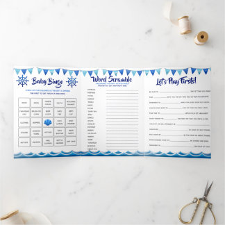 Babygames Baby Blue 1. Geburtstag Party Dreifach Gefaltete Einladung