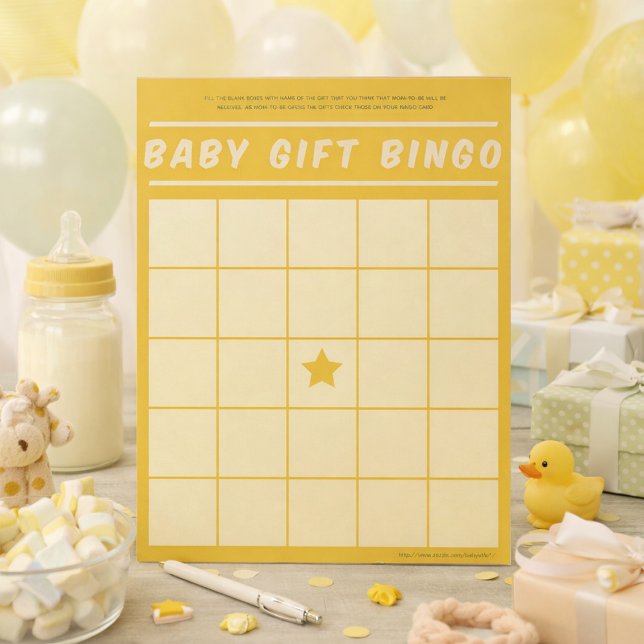 Babygeschenk Bingo Baby Duschgel Gelbes Notepad Notizblock (Von Creator hochgeladen)