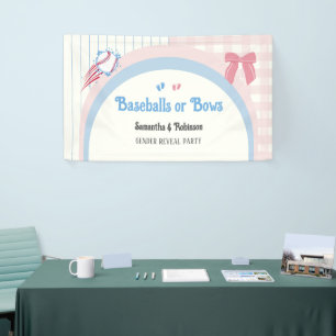 Babygeschlecht enthüllt Baseballs oder Bows Banner