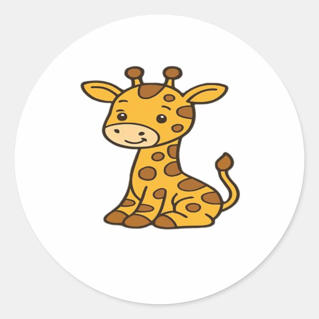 Babygiraffe Klassischer T - Shirt Runder Aufkleber (Vorderseite)