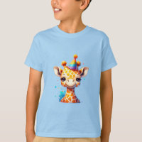 Babygiraffe mit Party zum Geburtstag blau