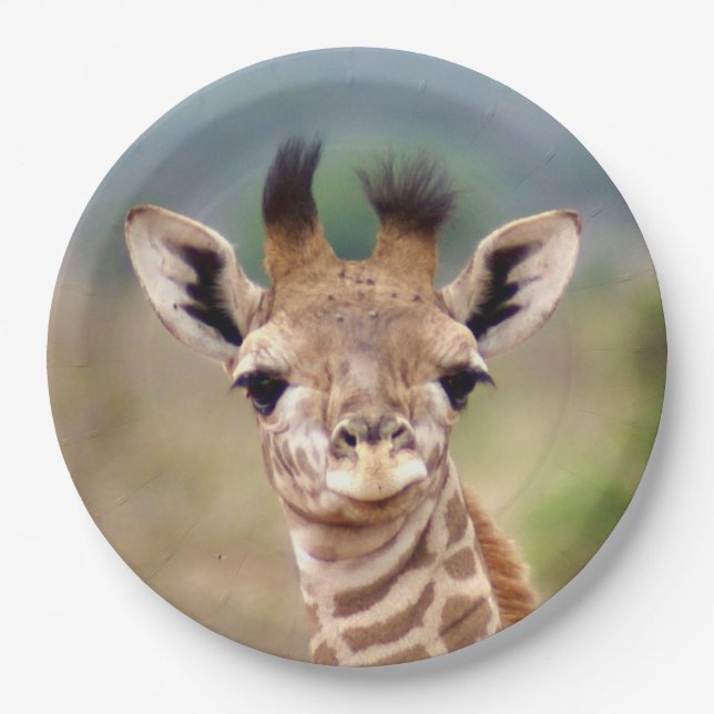 Babygiraffenbild, Kenia, Afrika | 9" Pappteller (Vorderseite)