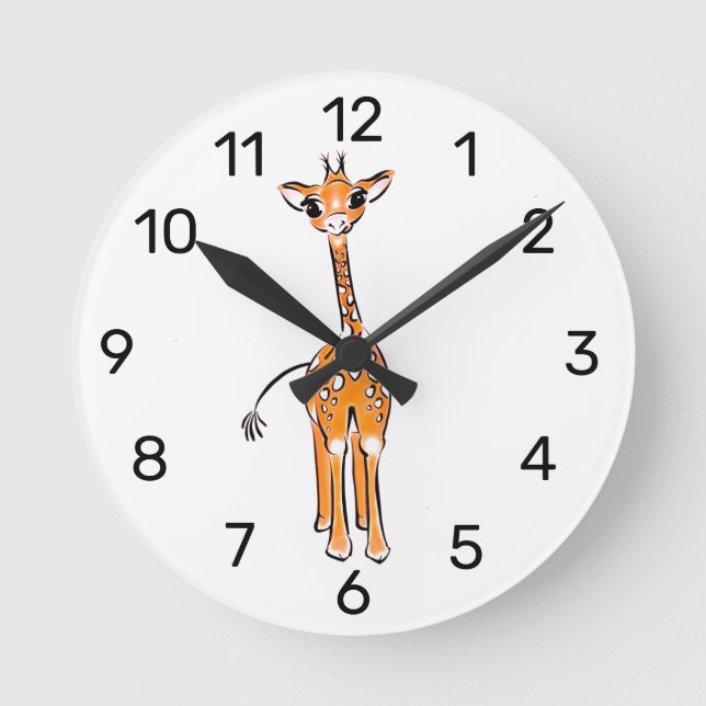 Babygiraffine Runde Wanduhr (Vorderseite)