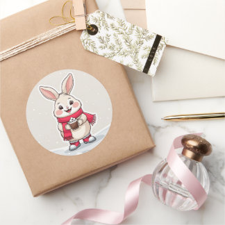 Babyhase mit rotem Schal-Aufkleber Runder Aufkleber