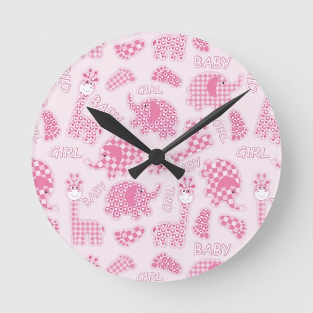 Babyhintergrund Runde Wanduhr (Vorderseite)