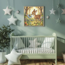 Babyhirsch-Waldtier-Kinderzimmerposter Poster