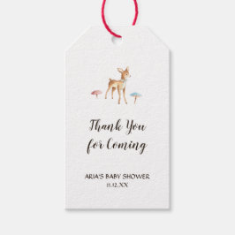 Babyhirsche auf weißer Babydusche Geschenkanhänger