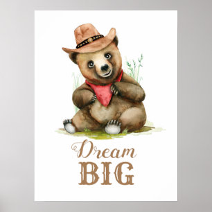 Babyjungenzimmer‑Kunst – Kleiner Cowboy‑Bär Aquare Poster