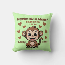 Babykissen zur Geburt - Affe - personalisierbar - Kissen
