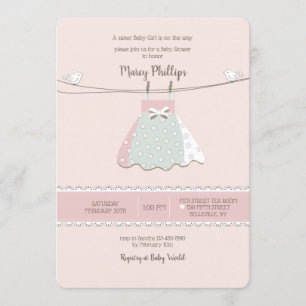 Babykleid an der Wäscheleine Einladung zur Babypar