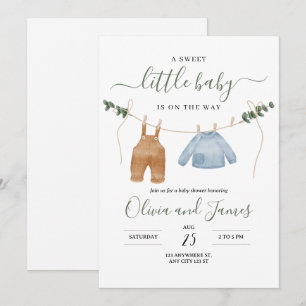Babykleidung Baby Shower Einladung, Baby Junge Einladung