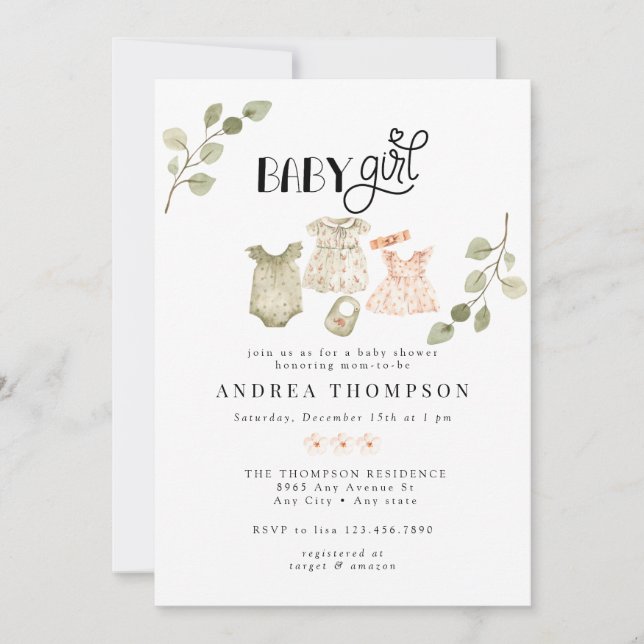 Babykleidung | Boho Girl Baby Shower Einladung (Vorderseite)