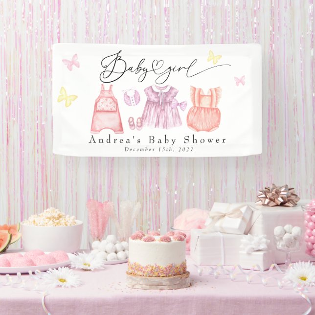 Babykleidung | Die Babydusche für Mädchen Banner (Party)
