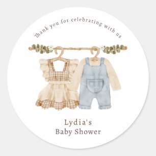 Babykleidung Geschlecht Enthüllung, Boho Baby Show Runder Aufkleber