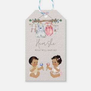 Babykleidung Geschlechtsenthüllung Elfenbein Rosa  Geschenkanhänger