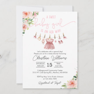 Babykleidung Kinderdusche Einladung für ein Mädche