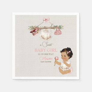 Babykleidung Mädchen Babyparty Elfenbein Rosa Serviette