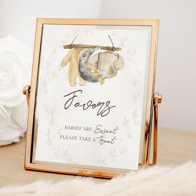 Babykleidung Neutrale Babydusche Nehmen Sie eine L Poster (Favors Table Sign - from my Baby Clothes Baby Shower Collection)