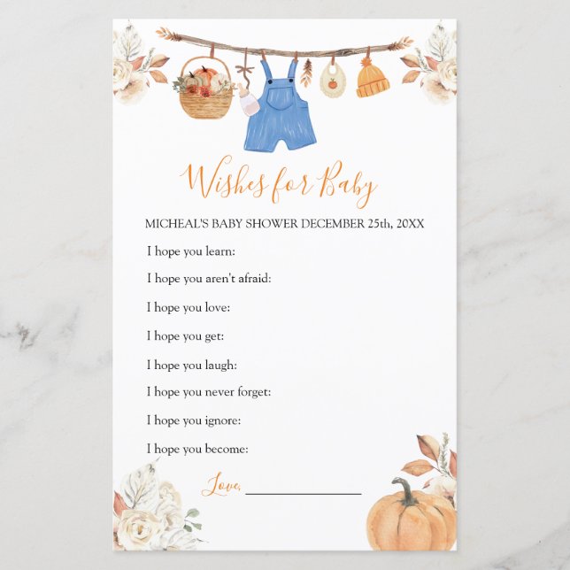 Babykleidung Pumpkin Baby Dusche Wünsche für Baby (Vorderseite)