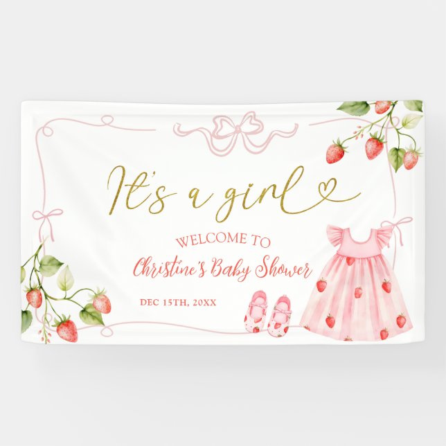 Babykleidung Rosa Coquette Beere Großes Banner (Horizontal)