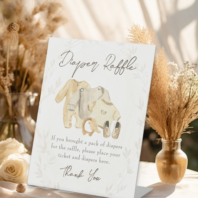 Babykleidung Windeln Windeln Baby Duschgel Spiel Sockelschild (Diaper Raffle Activity Table Sign - from my Baby Clothes Baby Shower Collection)