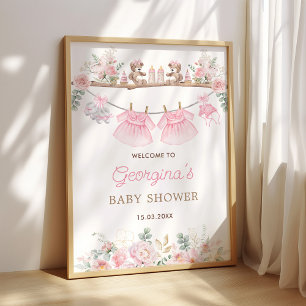 Babykleidung Zwillinge Mädchen Florale Willkommens Poster