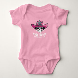 Babyknochen Halloween, Skeleton Cowgirl Personaliz Baby Strampler