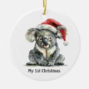 Babykoala mit Weihnachtsmütze, anpassbar Keramik Ornament