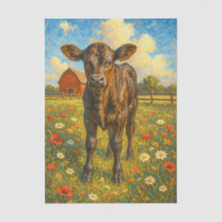 Babykuh auf Weide Bauernhaus Decoupage Papier