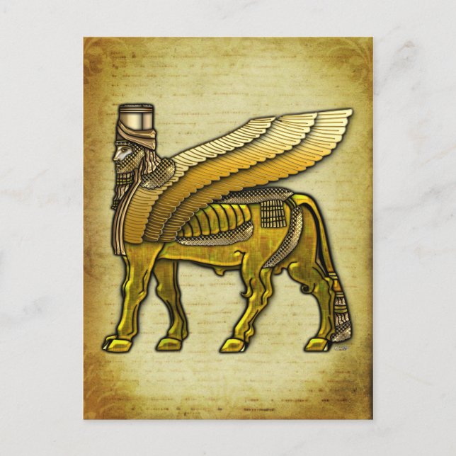 Babylonian Winged Bull Lamassu Postkarte (Vorderseite)