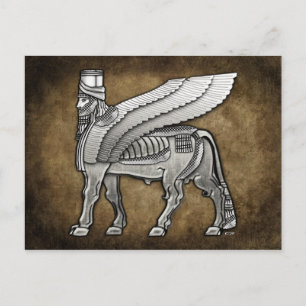 Babylonian Winged Bull Lamassu Postkarte