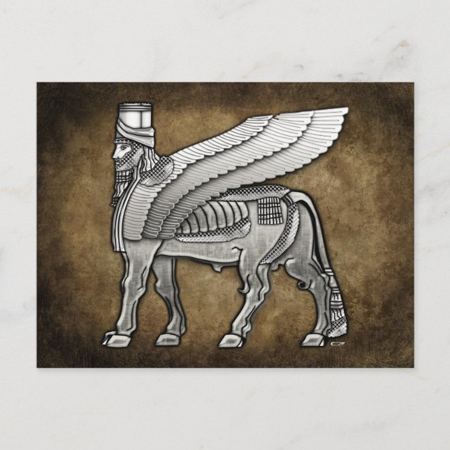 Babylonian Winged Bull Lamassu Postkarte (Vorderseite)
