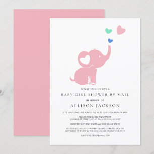Babymädchen-Dusche mit Mail Pink Elephant Einladung