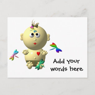 BABYMÄDCHEN MIT 4 DRAGONFLIEREN POSTKARTE