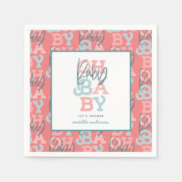 Babymädchen mit modernem Baby-Duschbad Party Serviette