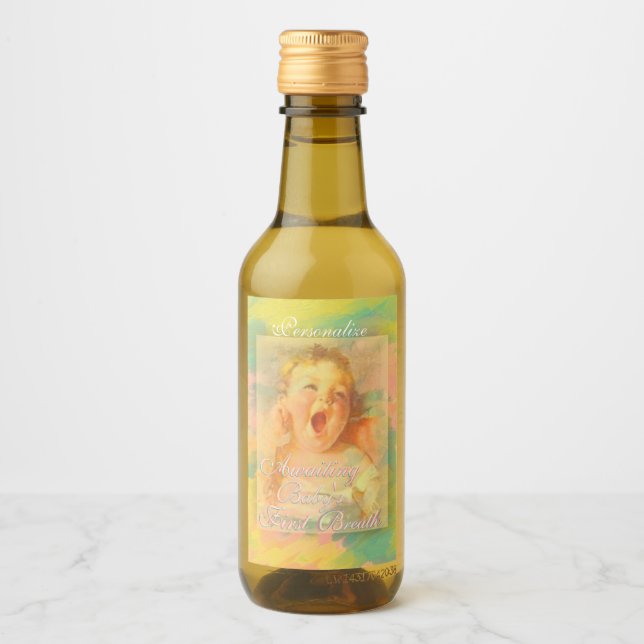 Babymädchen Vintage niedliche Wasserfarbe Weinetikett (Vorderseite)