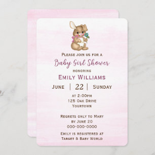 Babymädchendusche mit Sonnendusche Einladung