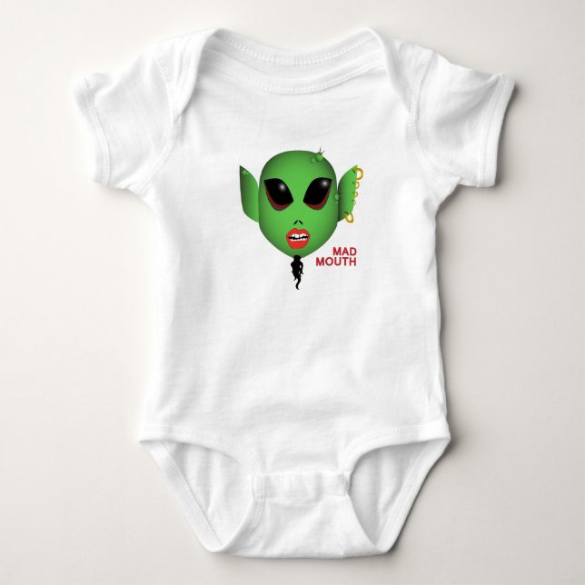 BABYMADMOUTHALIEN BABY STRAMPLER (Vorderseite)