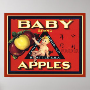 Babymarke Äpfel Fruchtkäse-Etikett der 40er Jahre Poster