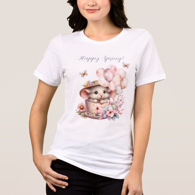 Babymäuse sitzen im Tee-Cup mit Balloons Tri-Blend Shirt (Vorderseite)