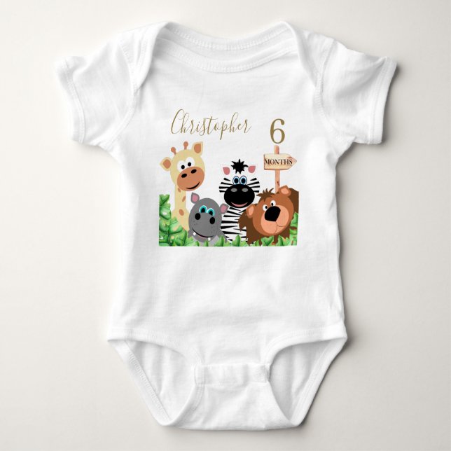 Babymeilenstein Bearbeitung Monat Personalisierter Baby Strampler (Vorderseite)