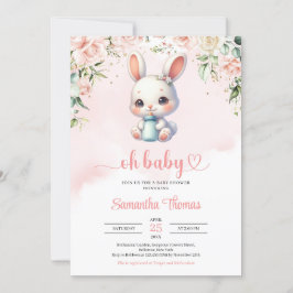 Babymilch Flasche Aquarell Blütenblüte Einladung