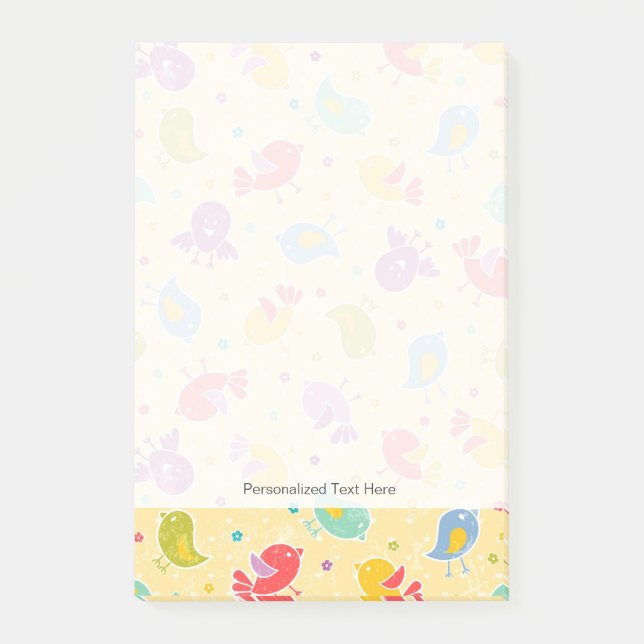 Babymuster mit niedlichen Vögeln Post-it Klebezettel (Vorderseite)