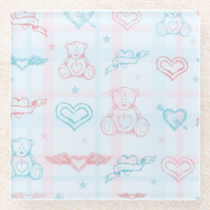 Babymuster mit Teddybären Glasuntersetzer