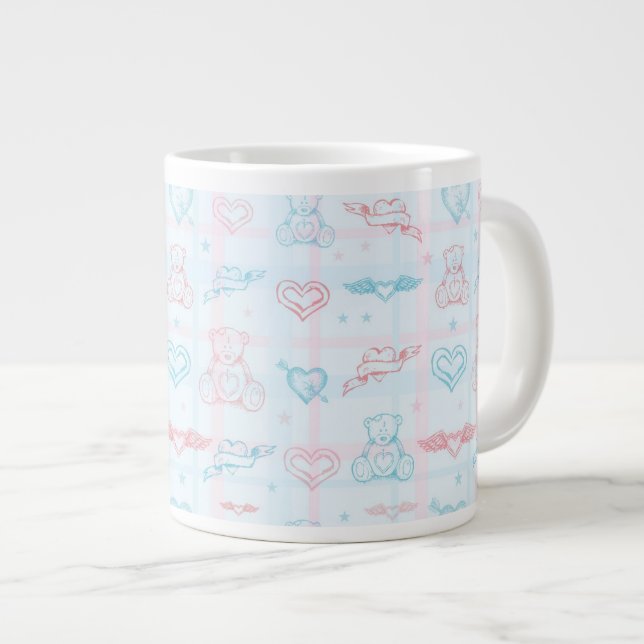 Babymuster mit Teddybären Jumbo-Tasse (Vorderseite Rechts)