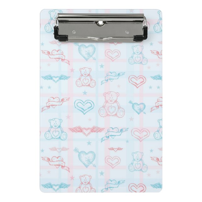 Babymuster mit Teddybären Mini Klemmbrett (Vorderseite)