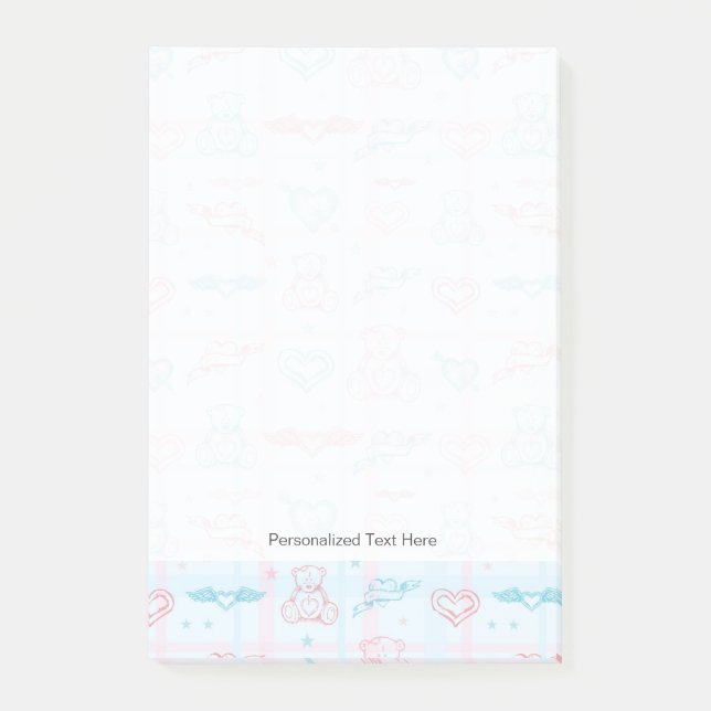 Babymuster mit Teddybären Post-it Klebezettel (Vorderseite)