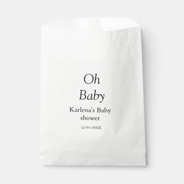 Babynahrung Baby Dusche Datum einfach minimal Geschenktütchen (Vorderseite)